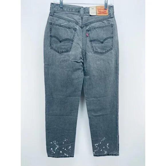 Levi's Jeans Grey Sz 27 Women’s Low Pro Straight Leg Mid Rise Paint Splatter New - Picture 6 of 9